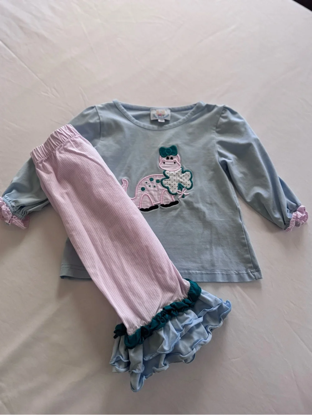 Girls Boutique Matching Sets Bundle – Christmas & Dinosaur Ruffle Outfits